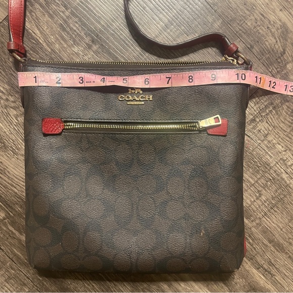 Coach Rowan File Bag - Signature Brown and Red Crossbody - Picture 5 of 15